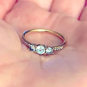 Authentic Pandora Rose Clear Three Stone Ring (Size US 7)